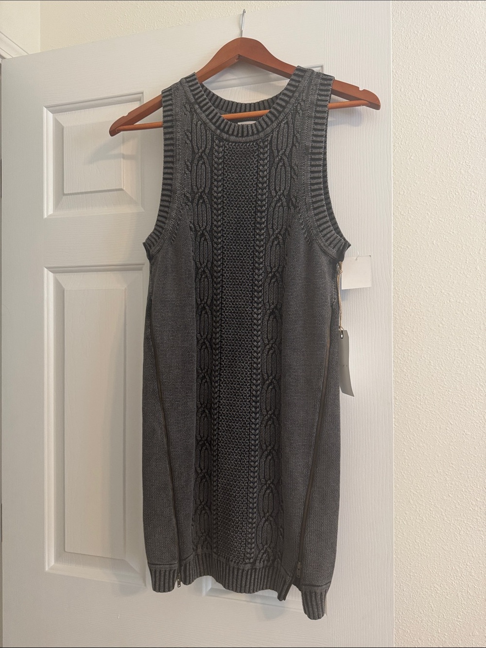 Nordstrom Charcoal Cable-Knit Sleeveless Mini Dress
